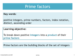 Image of prime factors – division by prime numbers resource