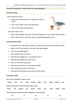 Image of guided reading prompt card – Chocolate Mousse for Greedy Goose resource