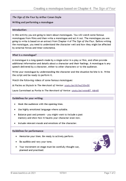 Image of monologue based on The Sign of the Four, Chapter 4	 resource