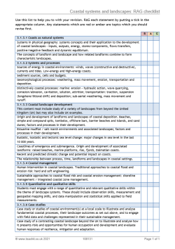 Image of coastal systems and landscapes RAG checklist resource