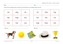 Image of Rhyming CVC words – colour to match resource