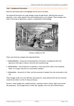What made the Industrial Revolution possible? resource