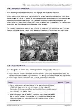 Why was population important to the Industrial Revolution? resource