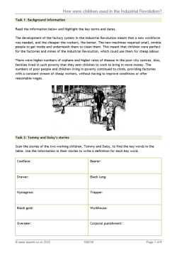 How were children used in the Industrial Revolution? resource