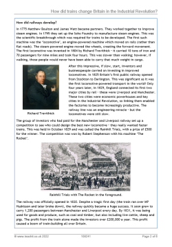 How did trains change Britain in the Industrial Revolution? resource