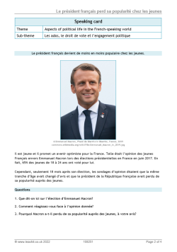 Le président français perd sa popularité chez les jeunes resource
