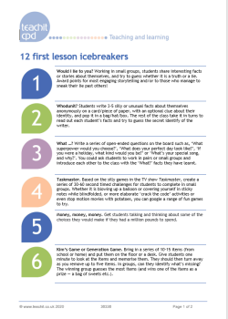 Ice breaker questions: KS2 transition activity