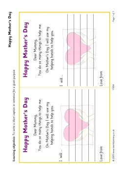 Mother's Day writing template