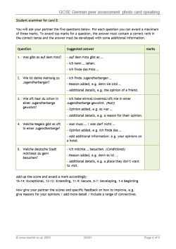 GCSE German peer assessment: photo card speaking