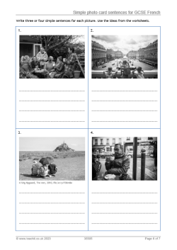 Simple photo card sentences for GCSE French