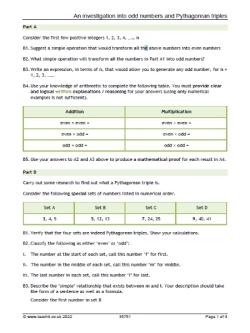 Investigation into odd numbers and Pythagorean triples