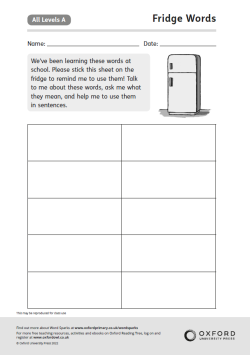 ORT Word Sparks Activity | Fridge Words image