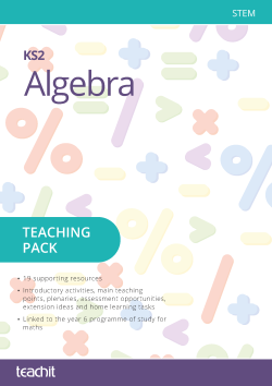 Algebra: KS2 cover