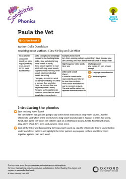 ORT Songbirds Phonics Teaching Notes | Paula The Vet - Oxford Reading Level 6 image