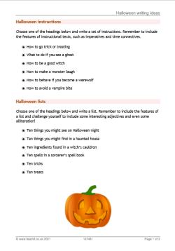 Halloween writing ideas