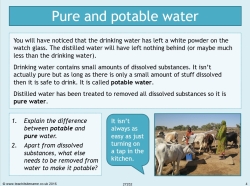 A PowerPoint slide on pure and potable water