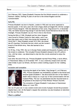 The Queen's Platinum Jubilee KS2 comprehension