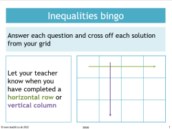 Inequalities bingo image