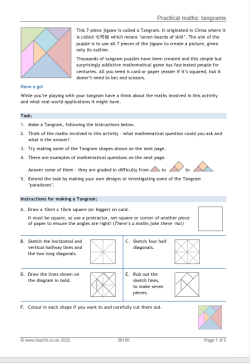 Practical maths: tangrams worksheet image