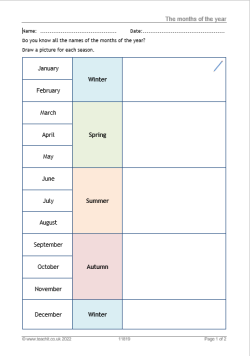 Months of the year worksheet image