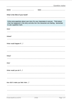 Question maker worksheet image