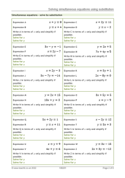 Solving simultaneous equations using substitution worksheet