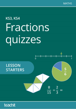 Fractions quizzes lesson starters pack