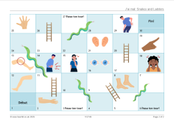 French J'ai mal snakes and ladders game