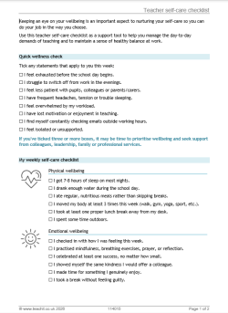 Teacher self-care checklist