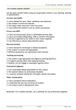 AI in schools teacher checklist