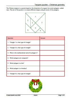 Tangram puzzles – Christmas geometry