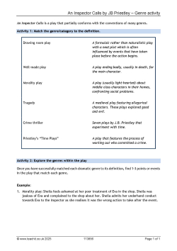 The genres of An Inspector Calls worksheet