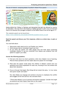 Analysing Malala Yousafzai's Nobel Peace Prize speech