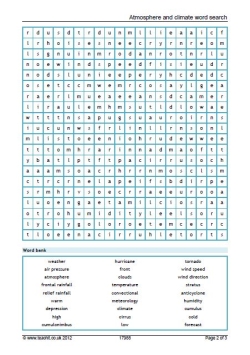 Atmosphere and climate wordsearch