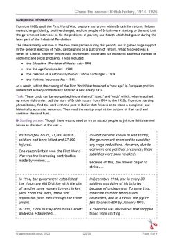 Chase the answer: British history, 1914-1926