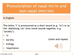 Casse-langue: the sound [im] [in] in French lesson PowerPoint