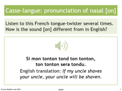 Casse-langue: pronunciation of the nasal sound [on] in French