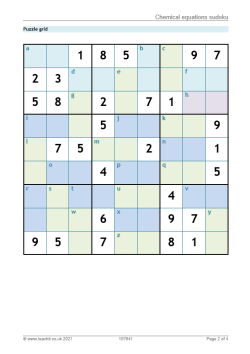 Image of chemical equations sudoku resource
