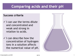 Comparing acids and their pH
