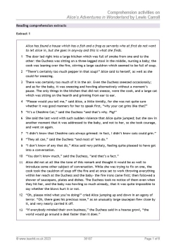 Comprehension activities on Alice's Adventures in Wonderland by Lewis Carroll