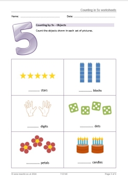 Counting in 5s worksheets