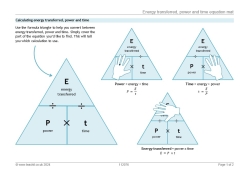 Energy transferred, power and time equation mat