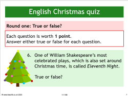 Christmas quiz for English lessons