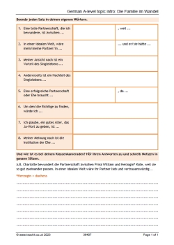 German A-level topic intro: Die Familie im Wandel