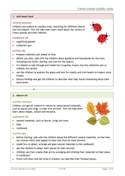 Forest school activity cards