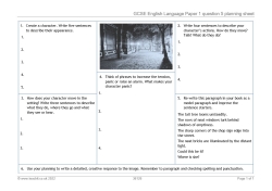 GCSE English Language Paper 1 question 5 planning sheet