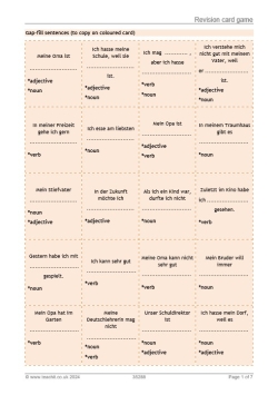 GCSE German revision card game