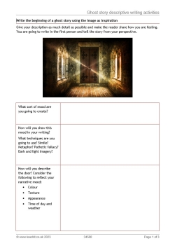 Ghost story descriptive writing activities