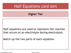 Half-equations card sort – Higher tier