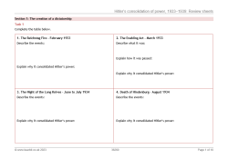 Hitler's consolidation of power, 1933–1939: Review sheets